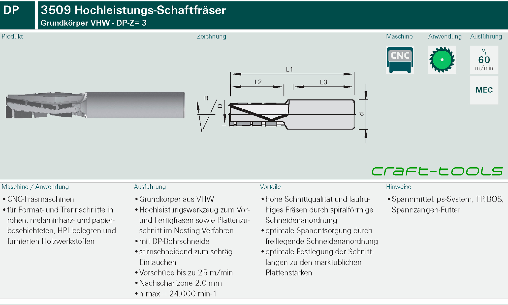 Stehle 3509 Hochleistungs-Schaftfräser VHW DP - Z=3